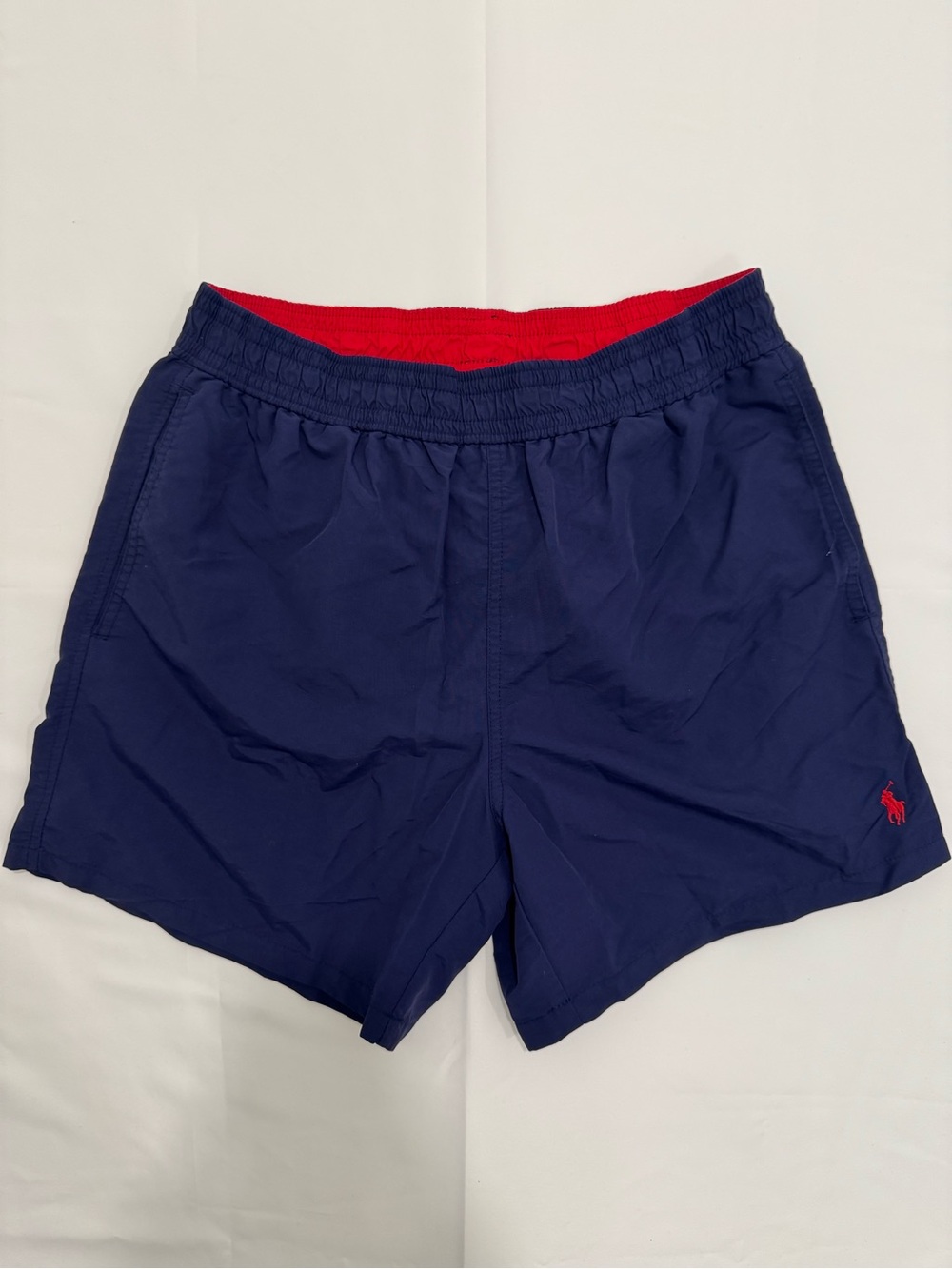 Polo Ralph Lauren Swim Trunks Mens Medium Navy Red Lined Shorts